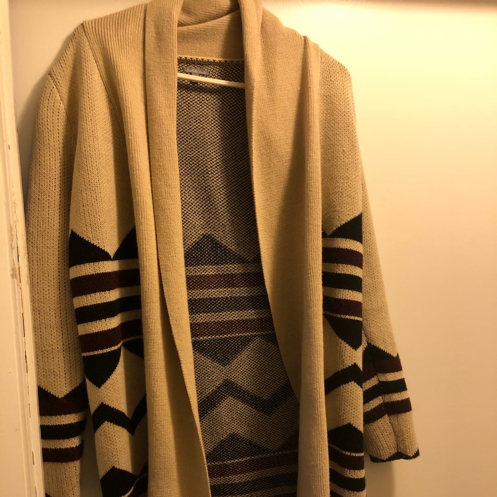 Aztec cardigan(burgundy and tan)